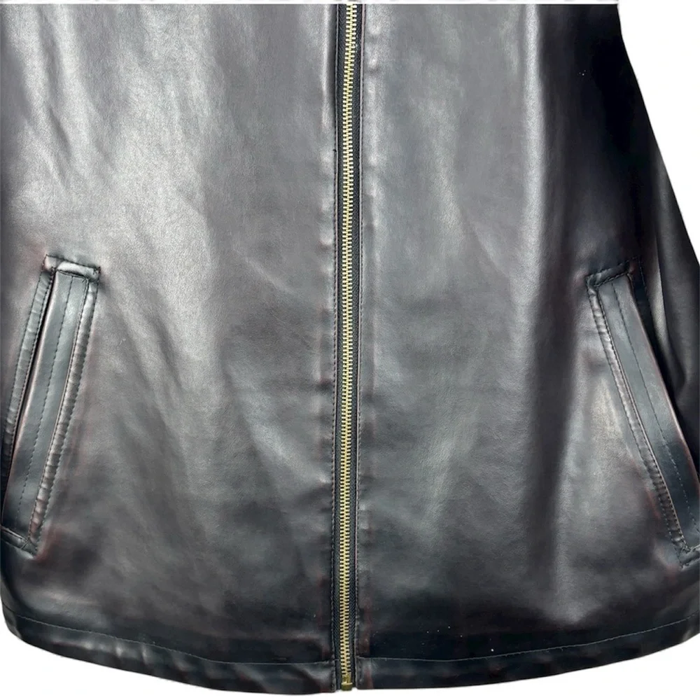 Machine Faux Leather Two-Tone Black and Tan Bomber/Biker Jacket Size L Outdoor